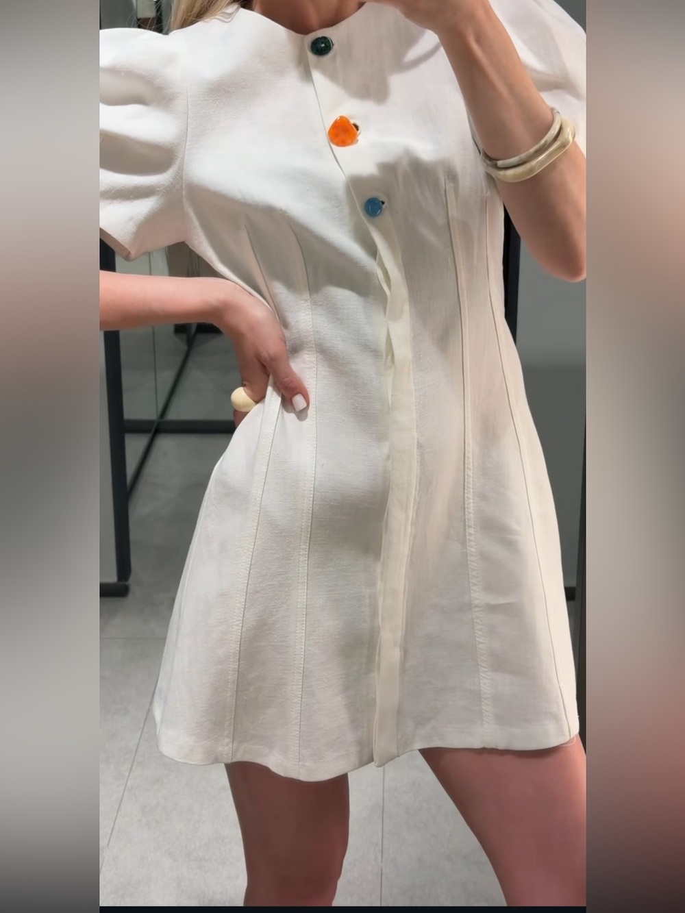 ZARA BALLOON SLEEVE SHORT DRESS - Picture 3 of 10